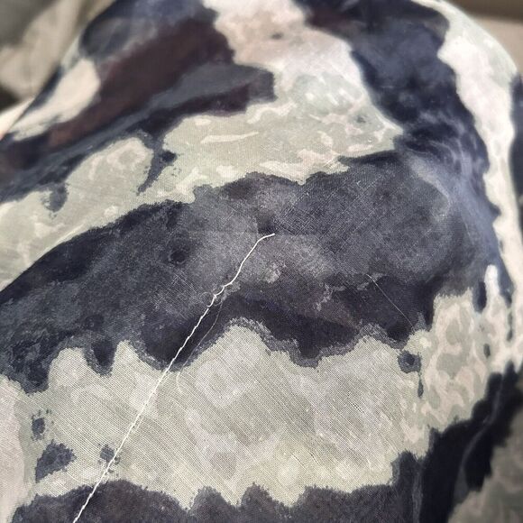 Chico's Blouse Top Women's S/M Blue Sheer Round Neck Slit Sleeve Pullover - Picture 11 of 12